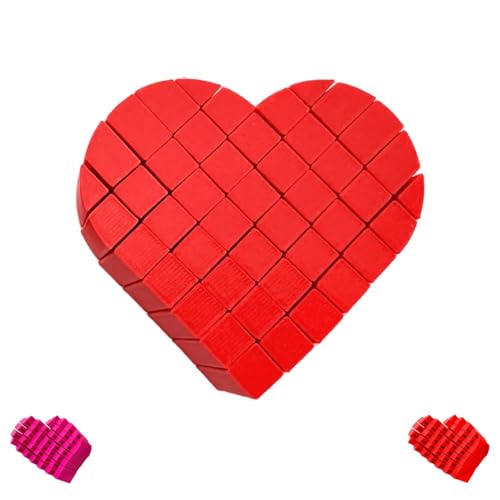 Heart Fidget Toys, Fidget Valentines, 3D Printed Pixel Heart Fidget, Heart Gifts for Women, Sensory Heart Shaped Ornaments, Fidget Toys Adults (Red) von Soumiey