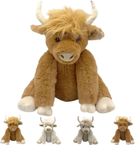 Highland Cow Plush Toy, 2025 New Highland Cow Doll, High Land Cow Toy, Highland Cow Plush Toy Realistic Shape, Highland Cow Stuffed Animal, Cow Stuffed Animal for Stress for Kid (Brown) von Soumiey