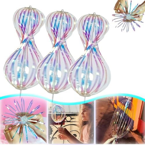 Magic Rainbow Spinner, Rainbow Twirler Stick,Magic Party Bubble Wand, 4pcs Bubble Magic Wand,Rainbow Spinner Toy,Spin Glitter Stick,for Party Festivals and Funny Attractive Night (3pcs) von Soumiey