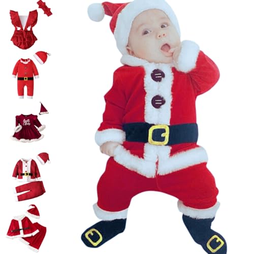 Baby Weihnachtsoutfit Weihnachten Kleid - Junge Mädchen Prinzessin Outfit Weihnachtskleid Baby Christmas Outfit Langarm Weihnachtskostüm Weiche Weihnachtskleidung Weihnachts Outfit von Soupliebe