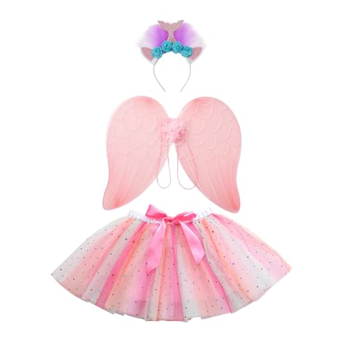 Soupliebe Kinderkostüme Mädchen, Schmetterling Kostüm Kinder Mädchen Karneval Feen - Feenkostüm Mit Feenflügel Feenkleid Blumenkranz Haare Tutu Zauberstab Und Haarreifen Fee Damen Flügel von Soupliebe