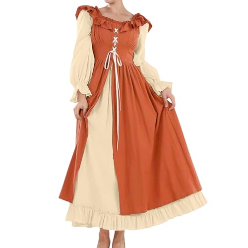 Soupliebe Kleid Viktorianisches Damen Mittelalter Kostüm - Mittelalterkleid Damen Mittelalter Kleid Mit Trompetenärmel Damen Vintage Maxikleid Für Halloween Karneval Kostüm von Soupliebe