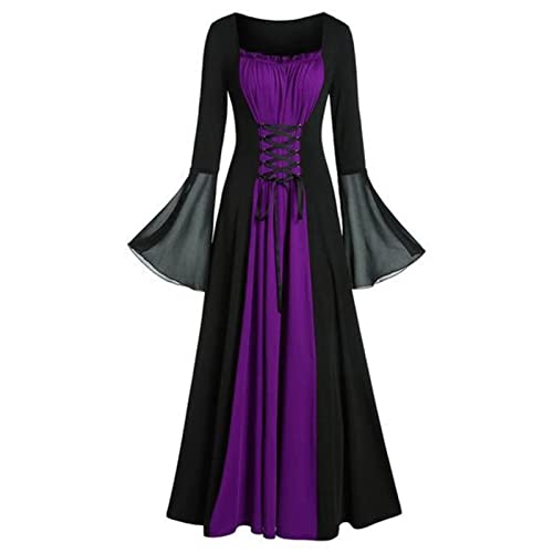 Soupliebe Kostüm Mittelalter Damen Vintage Kleid - Mittelalter Kleidung Damen Mittelalterliche Viktorianischen Königin Kleider Damen Vintage Maxikleid Für Halloween Karneval Kostüm von Soupliebe