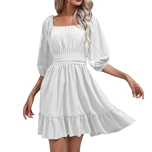 piraten kostüm damen, Piratenkostüm Damen Weißes Kleid Off Shoulder Kleid Langarm Jumpsuit Elegant Minikleid Kurz Boho Sommer Kleider Karneval Kostüm Piratenkleid von Soupliebe