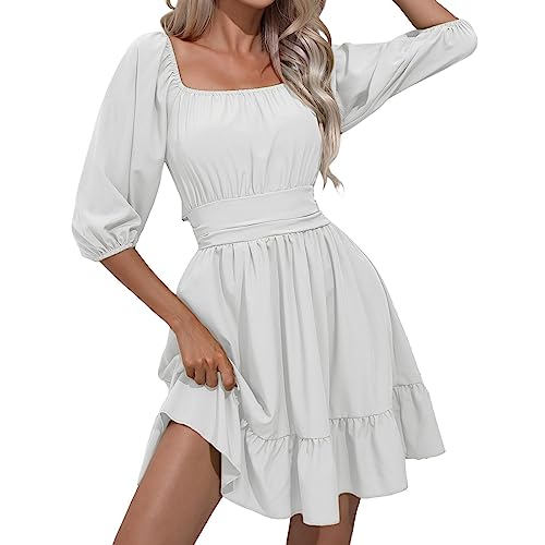 piraten kostüm frauen, Piratenkostüm Damen Weißes Kleid Off Shoulder Kleid Langarm Jumpsuit Elegant Minikleid Kurz Boho Sommer Kleider Karneval Kostüm Piratenkleid von Soupliebe