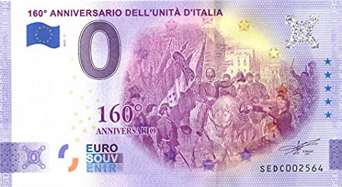 0 Euro Schein Italien · 160° Anniversario dell'Unita d'Italia · 160. Jahrestag der Vereinigung Italiens · Souvenir o Null € Souvenirschein von Souvenir Porz