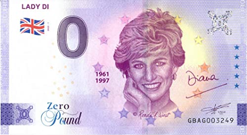 0 Pfund Schein Lady Di · Prinzessin Diana · Queen of Hearts · Souvenir o Null Pound Souvenirschein · Euro Souvenir von Souvenir Porz