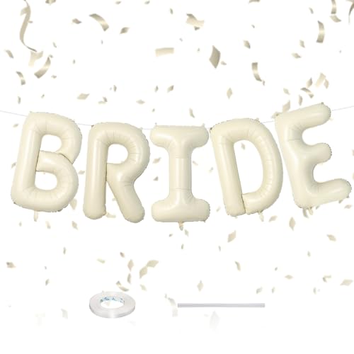 40 Zoll Beige BRIDE Brief Ballons, große Creme weiße Ballons, Brautdusche Dekorationen für Mädchen, Brautzeichen Banner für Verlobung Braut Hochzeit Jubiläum Bachelorette Party von Sowide