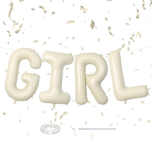 40 Zoll Beige GIRL Brief Ballons, große Creme weiße Ballons für Geschlecht offenbaren Baby Dusche, es ist ein Mädchen Zeichen Banner Hintergrund für Jungen oder Mädchen Party Dekorationen Supplies von Sowide