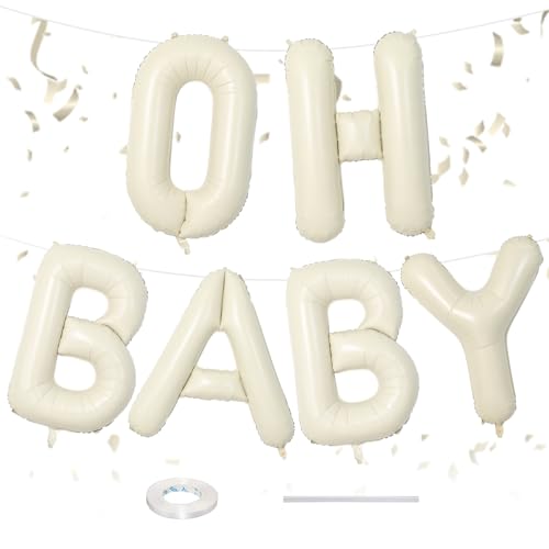 40 Zoll Beige OH BABY Brief Ballons, Große Creme Weiß NetrualBallons für Geschlecht Enthüllen Baby Dusche Dekorationen, Oh Baby Zeichen für Hintergrund Verlobung Hochzeit Geburtstag Party Dekorationen von Sowide