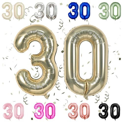 40 Zoll Champage Gold 30 Zahl Ballons, Licht Gold 3 & 0 Mylar Folie große Ballons, 30 Big Digit Zahl Ballon für Männer Frauen 30. Geburtstag Jahrestag Dekorationen Graduierung Party Supplies von Sowide