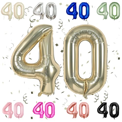 40 Zoll Champage Gold 40 Nummer Ballons, Light Gold 4 & 0 Mylar Folie große Ballons, 40 Big Digit Zahl Ballon für Männer Frauen 40. Geburtstag Jahrestag Dekorationen Graduierung Party Supplies von Sowide