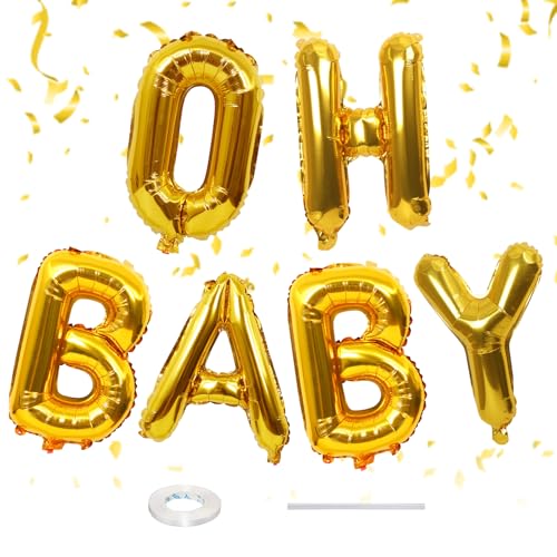 40 Zoll Gold OH BABY Brief Ballons, große Ballons für Geschlecht offenbaren Wald Baby Dusche Dekorationen, Oh Baby Zeichen für Hintergrund Verlobung Hochzeit Geburtstag Party Dekorationen von Sowide