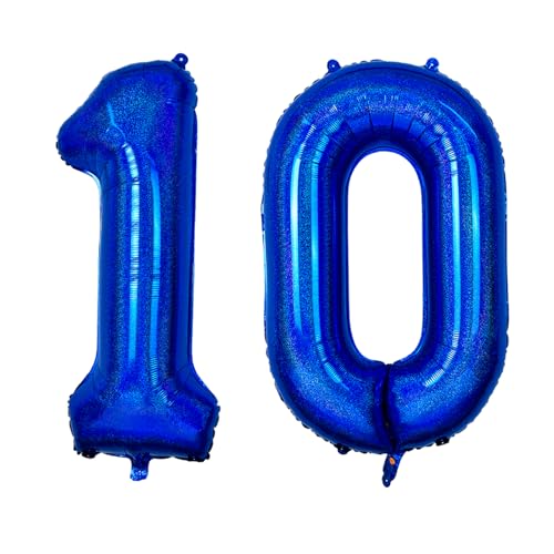 40 Zoll Marine Blau 10 Zahl Ballons, Dunkelblau 1 & 0 Mylar Folie große Ballons, 10 Big Digit Zahl Ballon für Mädchen Jungen 10. Geburtstag Jahrestag Dekorationen Graduierung Party Supplies von Sowide