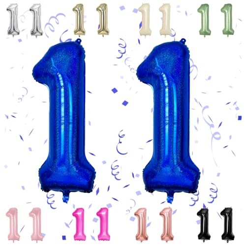 40 Zoll Marine Blau 11 Zahl Ballons, Dunkelblau 1 & 1 Mylar Folie große Ballons, 11 Big Digit Zahl Ballon für Mädchen Jungen 11. Geburtstag Jahrestag Dekorationen Graduierung Party Supplies von Sowide