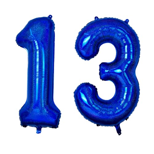 40 Zoll Marine Blau 13 Zahl Ballons, Dunkelblau 1 & 3 Mylar Folie große Ballons, 13 Big Digit Zahl Ballon für Mädchen Jungen 13. Geburtstag Jahrestag Dekorationen Graduierung Party Supplies von Sowide