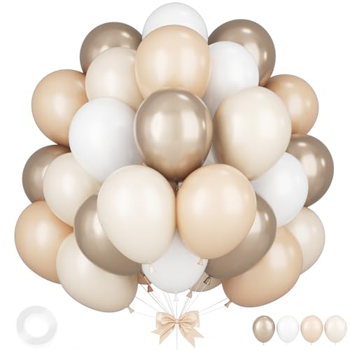 Sand Weiß Gold Luftballons, 12 Zoll Nude Metallic Gold Neutral Luftballons für Mädchen Frauen Geburtstag Boho Hochzeit Jahrestag Verlobung Bridal Home Party Baby Dusche Dekorationen von Sowide