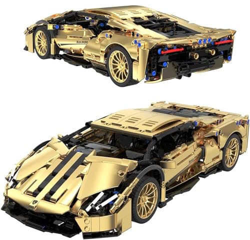 Sowide Golden Supersportwagen Bausteine Sets,1309 Teile 1:14 Drift Auto Bausteine,Sportwagen Spielzeug Modell,Geeignet für Erwachsene und Jugendliche T1005 von Sowide