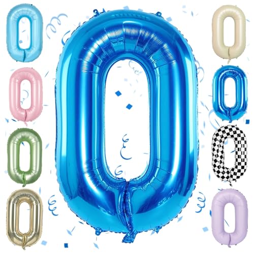 Zahlen Luftballon Blau, 40 Zoll Zahlenballon 0 Helium Ballon, Luftballon 0. Geburtstag, Luftballon 0. Geburtstag für 10 Jahre Jungen Mädchen Babyparty Geburtstagsdeko Jubiläum Party Deko von Sowide