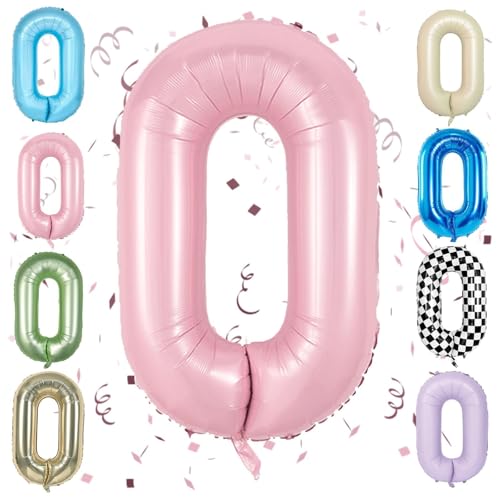 Zahlen Luftballon Rosa, 40 Zoll Zahlenballon 0 Helium Ballon, Luftballon 0. Geburtstag, Luftballon 0. Geburtstag für 10 Jahre Jungen Mädchen Babyparty Geburtstagsdeko Jubiläum Party Deko von Sowide