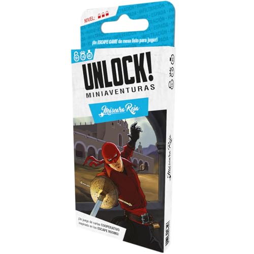 Space Cowboys Unlock! Miniabenteuer, rote Maske, Fluchtkartenspiel, ab 10 Jahren, 1 bis 6 Spieler, 30-45 Minuten pro Spiel, Spanisch von Space Cowboys