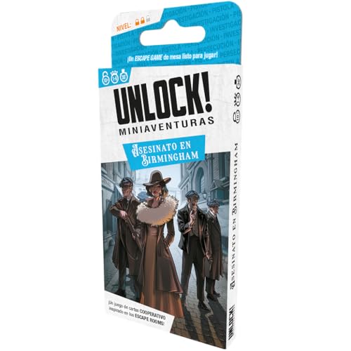 Space Cowboys Unlock! Miniabenteuer Mord in Birmingham | Escape Room Kartenspiel | ab 10 Jahren | 1 bis 6 Spieler | 30-45 Minuten pro Spiel | Spanisch von Space Cowboys