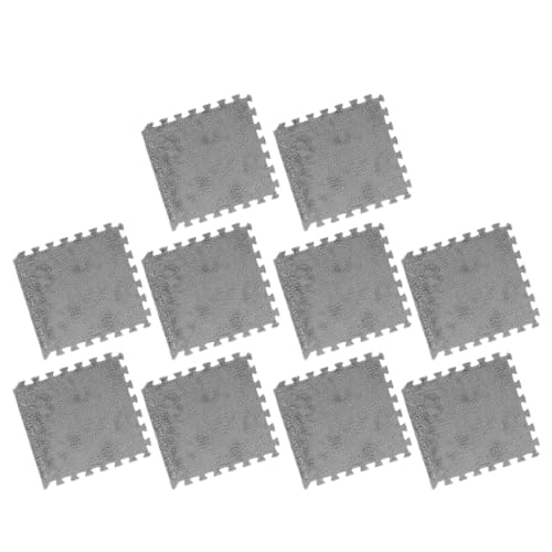 10 Stück Plüschschaummatte 12,2 x 11,8 Zoll rutschfeste verdickte Flauschige Teppichfliesen für Schlafzimmer Spielzimmer (GRAY) von Spacnana