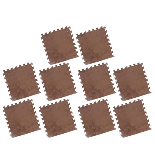 10 Stück Plüschschaummatte 12,2 x 11,8 Zoll rutschfeste verdickte Flauschige Teppichfliesen für Schlafzimmer Spielzimmer (Kaffee) von Spacnana