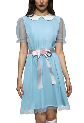 Spadehill Damen Halloween Twin Kostüme Blau Puffärmel Lolita Outfits Kleid, Transparent., XXL von Spadehill