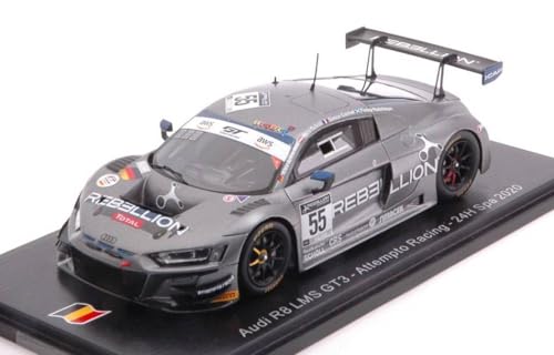 Modell in Maßstab, kompatibel mit Audi R8 GT3 N.55 24 H SPA 2020 SCHOLL-GACHET-AKA-Hutchison 1:43 Spark Modell SB414 von Spark Model