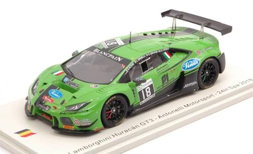 Modell in Maßstab, kompatibel mit Lamborghini Huracan GT3 N.18 SPA 2018 Perez Giradi-Spinelli-Hoch 1:43 Spark Modell SB306 von Spark Model