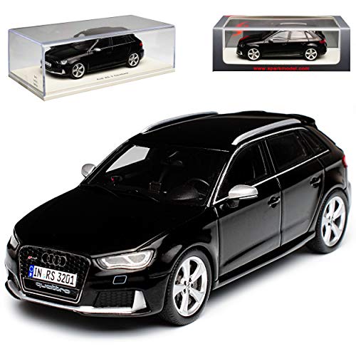 Spark A-U-D-I A3 8V RS3 Sportback 5 Türer Schwarz Modell Ab 2012 1/43 Modell Auto mit individiuellem Wunschkennzeichen von Spark