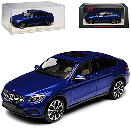 Spark Mercedes-Benz GLC Coupe X253 SUV Brilliant Blau Metallic Ab 2015 1/43 Modell Auto mit individiuellem Wunschkennzeichen von Spark