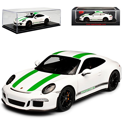 Spark Porsche 911 991 R Coupe Weiss mit Gruen 2017 1/43 Modell Auto von Spark