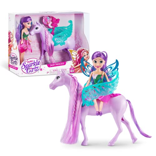 Sparkle Girlz 100413 Fairy Princess Puppenset Sammelbare Modepuppe, Einhorn Spielzeug, Rosa, Violett, Small von Sparkle Girlz