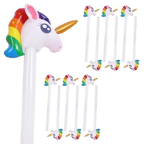 Sparkles Partyware Aufblasbarer Einhorn-Stab – 110 cm hoch, weißer aufblasbarer Stock mit aufblasbarem Einhornkopf – Geburtstagsparty-Dekoration, lustiges Geschenk, Fotoautomaten-Zubehör von Sparkles Partyware