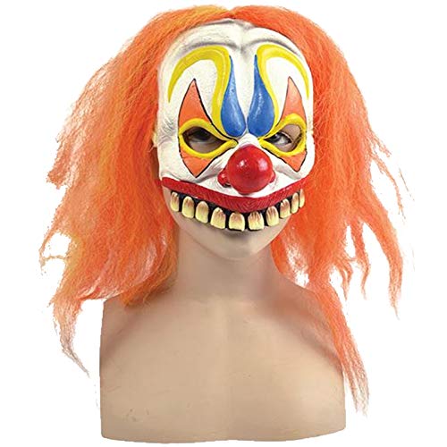 Maske böser Clown mit orange Haaren Clownsmaske Clownmaske für Kostüm Clownskostüm von Spassprofi