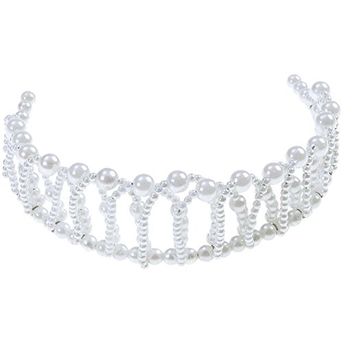 Perlenkrone Königin Prinzessin Kopfschmuck Krone Perlen Diadem Fasching von Spassprofi