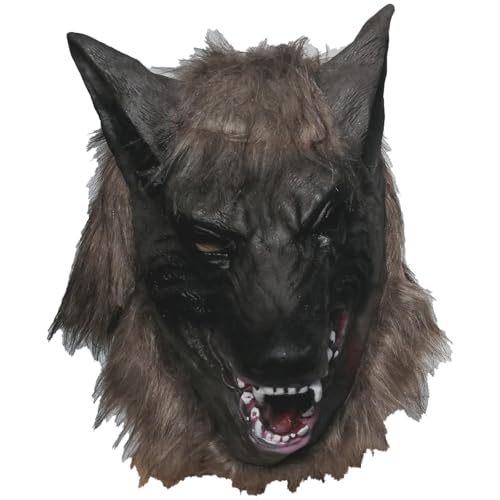 Spassprofi Wolfsmaske Maske Wolf Wolfmaske Vollmaske Tiermaske Fasching Karnevalsmaske von Spassprofi