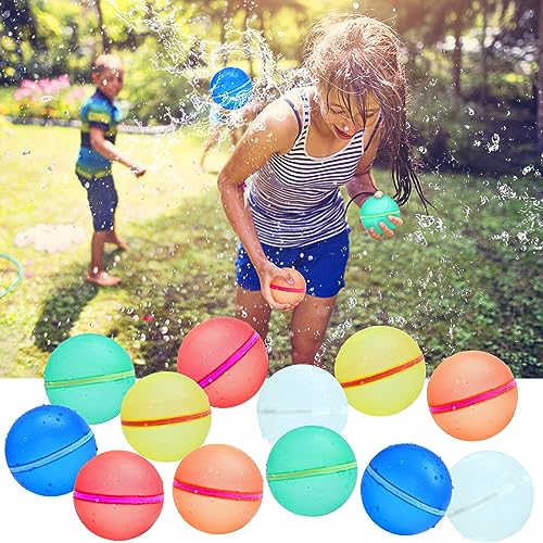 Selbstdichtende Silikon Wasserbombe, 12 StüCk Wiederverwendbar Wasserbomben Magnetisch 1000+, 6 Farben Splash Ball FüR Wasserspielzeug Kinder Outdoor Schwimmbad Spielzeug FüR Pool, Party von Spauood