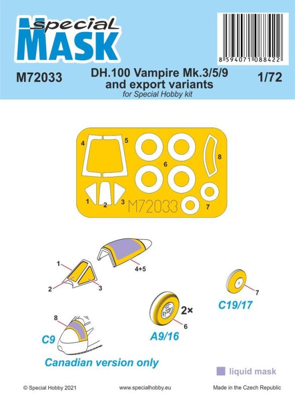 DH.100 Vampire Mk.3/5/9 and export variants - Mask von Special Hobby