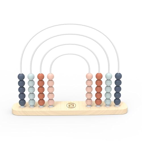 Speedy Monkey SP1011 Roller Abacus Toy Regenbogen-Abakus 31,8x6,9x24,6cm bunt, Holz Spielzeug für Kinder, Liebevolle Details-tolle Geschenkidee, Mehrfarbig/Meereswellen (Ocean Tides) von Speedy Monkey