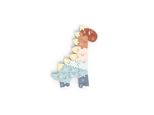 Speedy Monkey SP1022 ABC Dino Puzzle 17,7x20x29,7cm bunt, Holz Spielzeug für Kinder, Liebevolle Details-tolle Geschenkidee von Speedy Monkey