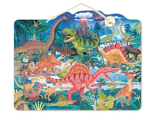 Speedy Monkey SP6004 Magnetisches Puzzle Dinosaurier 42x33x1cm bunt, Holz Spielzeug für Kinder, Liebevolle Details-tolle Geschenkidee von Speedy Monkey