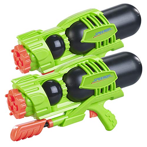 Speeron Poolkanone: 2er-Set Kinder-XL-Wasserpistolen, 1.600-ml-Wassertank, 3 Strahlarten (Wassergewehr, Waterguns, Wasserbomben) von Speeron