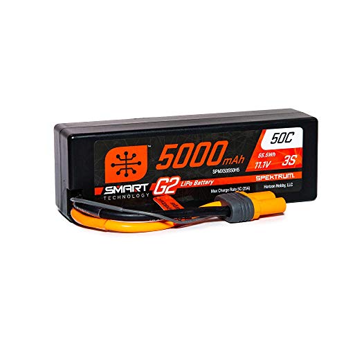 Spektrum SPMX53S50H5 5000mAh 3S 11.1V Smart G2 LiPo 50C Hard Case IC5, Grey/Silver von Spektrum