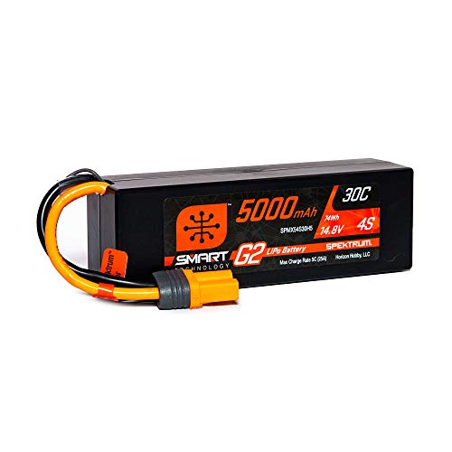 Spektrum SPMX54S30H5 5000mAh 4S 14.8V Smart G2 LiPo 30C Hard Case IC5, Grey/Silver von Spektrum