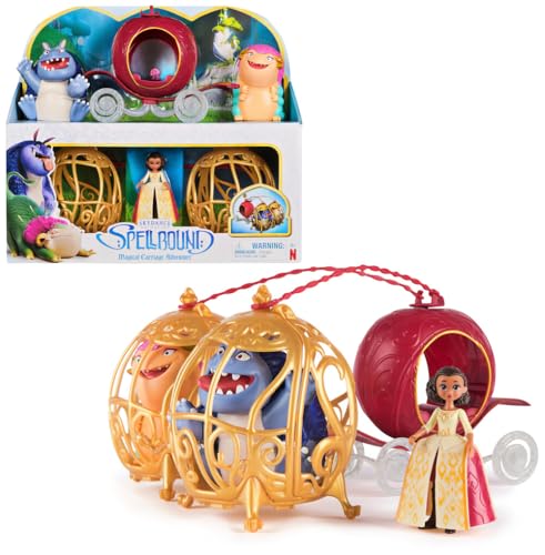 Spellbound 6067096, Magische Kutschen-Abenteuerset mit 3 Spielfiguren zum Sammeln, aus dem Netflix-Film, Spielzeug für Kinder ab 6 Jahren, Gold von Spellbound