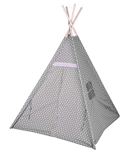 Kinder Spielzelt 160 cm - Farbe: grau/rosa - Kinderzimmer Tipi Kinderzelt Wigwam Indianerzelt Zelt von Spetebo