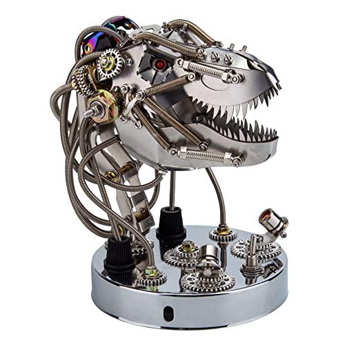 Spicyfy 3D Metall Puzzle Tiere, 2-4 Std. DIY Montage Dinosaurier Kopf 3D Mecrob Modell Steampunk Bausatz mit Werkzeug, Schreibtisch-Dekoration Geschenk für Kinder Erwachsene (180+ Stück) von Spicyfy